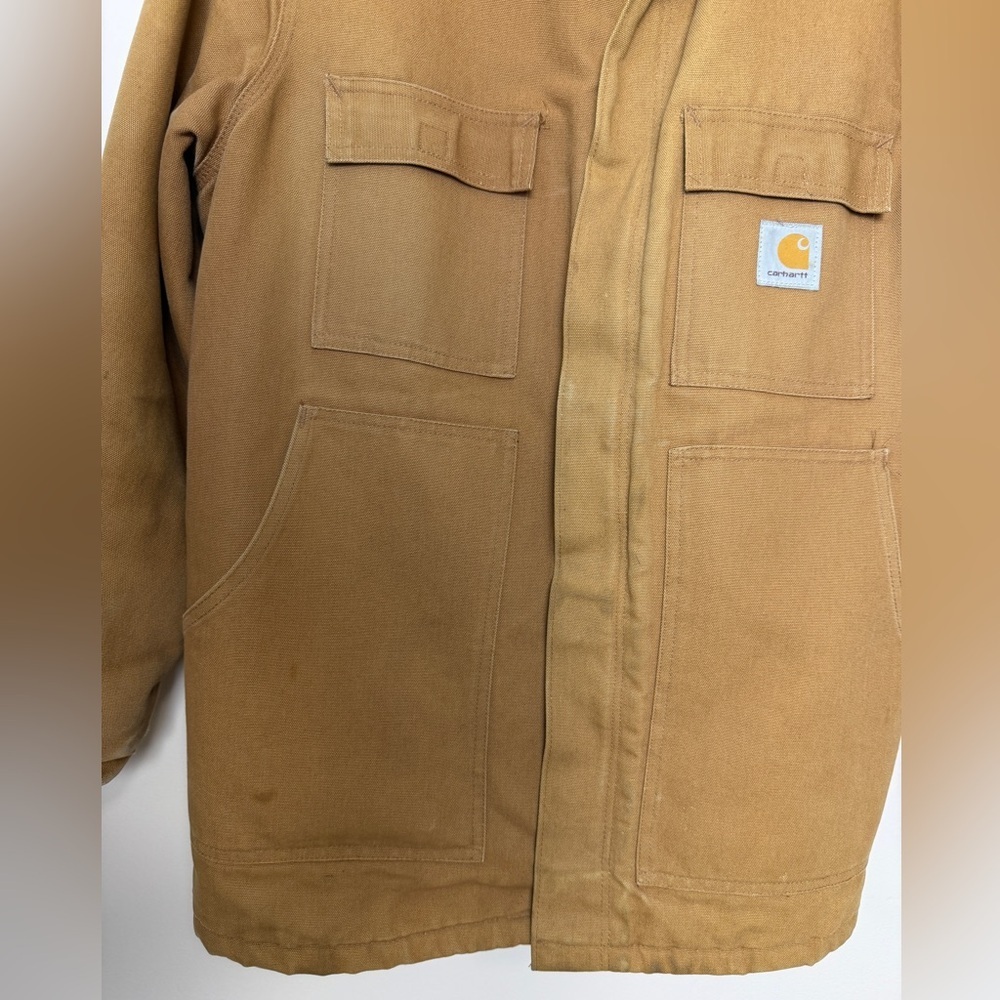 Vintage Y2K CARHARTT CO4 BRN Jacket Mens 44 Brown Canvas Barn Chore pockets coat - Picture 3 of 9